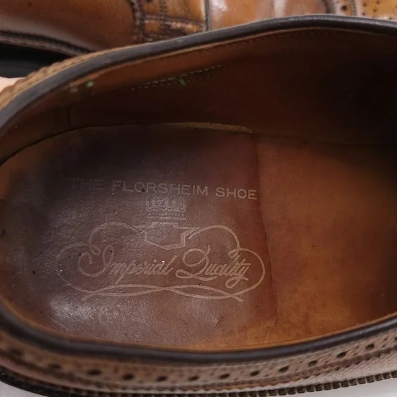Florsheim Imperial OXFORD Mens Shoes Size 10.5 C WINGTIP Gunboat Kenmoor   Brown - Picture 8 of 12
